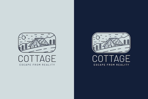 Hand drawn cottage logo template