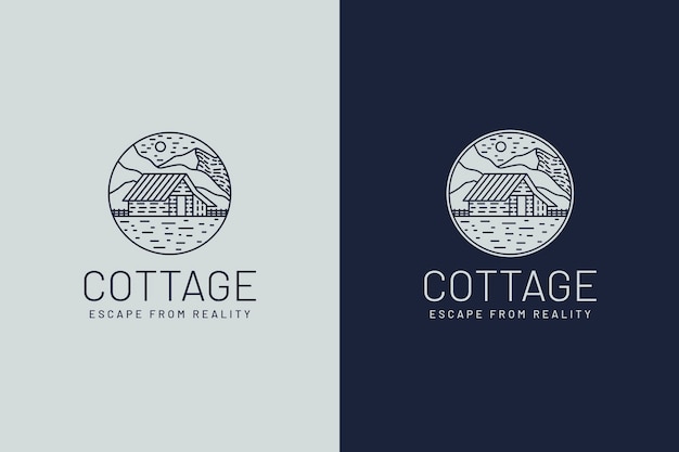 Vector hand drawn cottage logo template