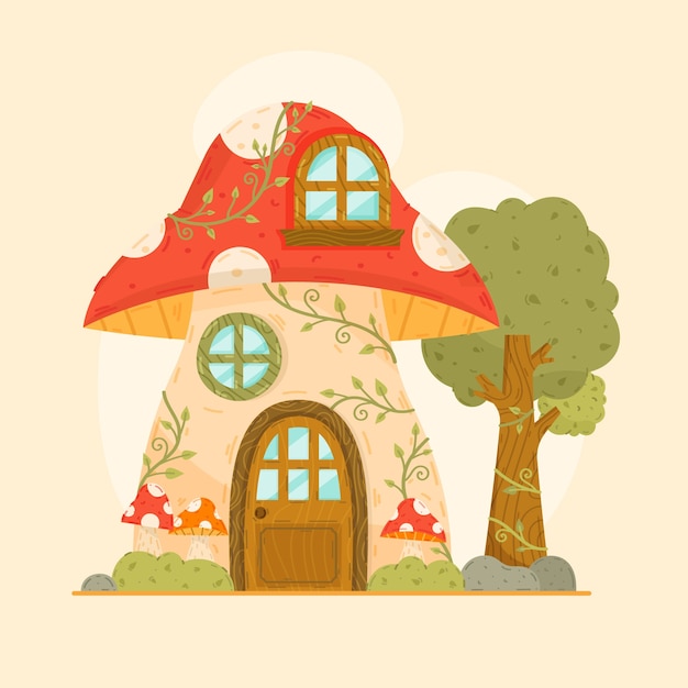 Vector hand drawn cottagecore illustration