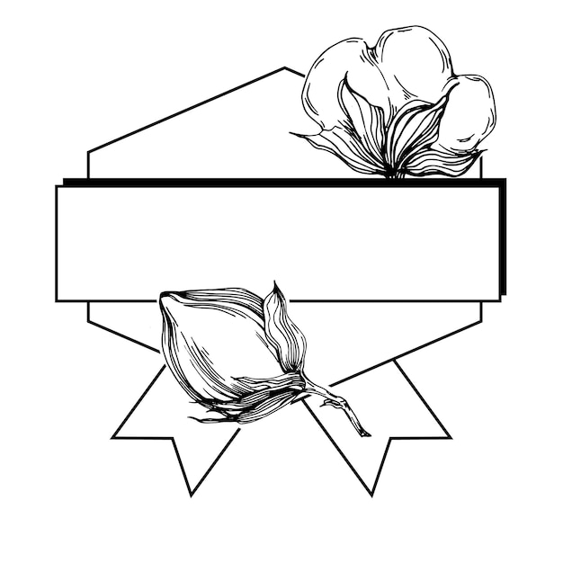 Hand drawn cotton floral logo