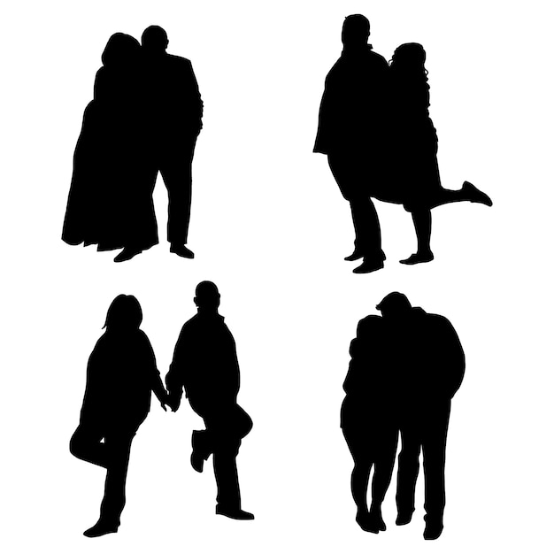 Vector hand drawn couple silhouette