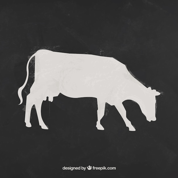 Vector hand drawn cow on blackboard