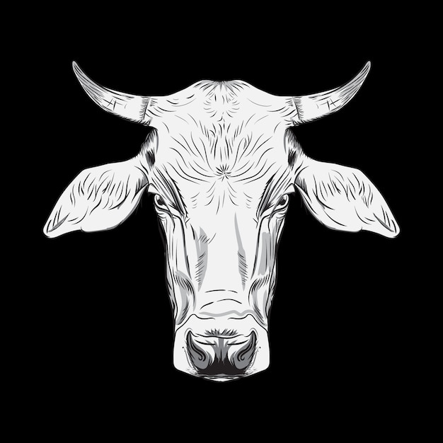 Vector hand drawn of cow head illustration