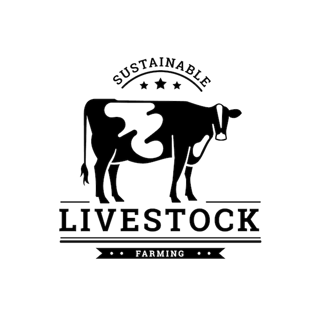 Vector hand drawn cow logo design