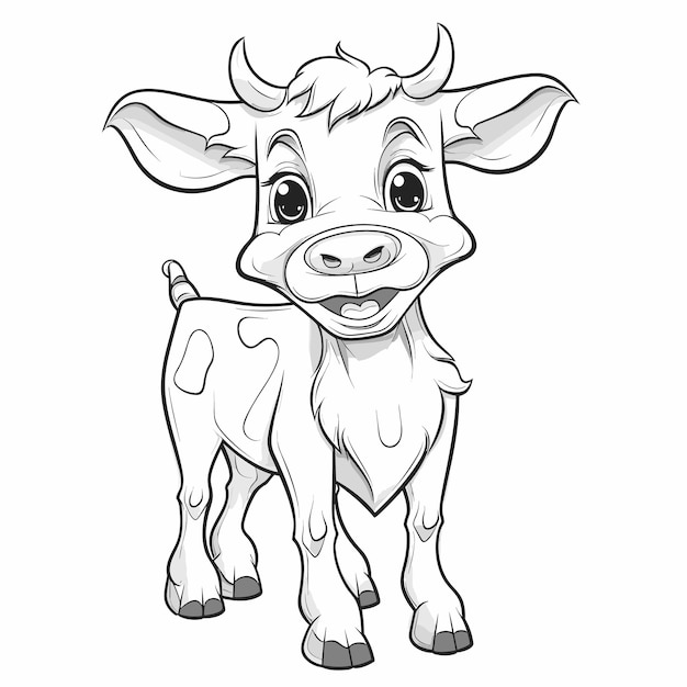 Vettore illustrazione del contorno della mucca disegnata a mano simpatiche pagine da colorare di mucca per bambini