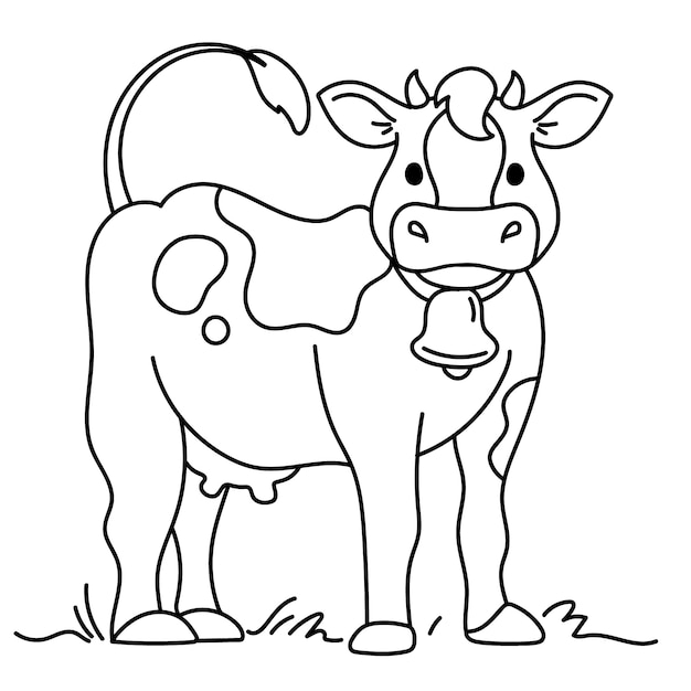 Vector hand drawn cow outline illustration