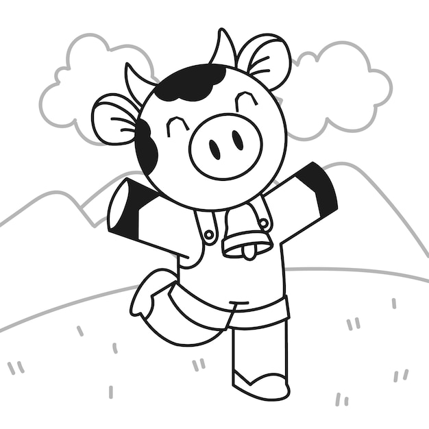 Hand drawn cow outline illustration