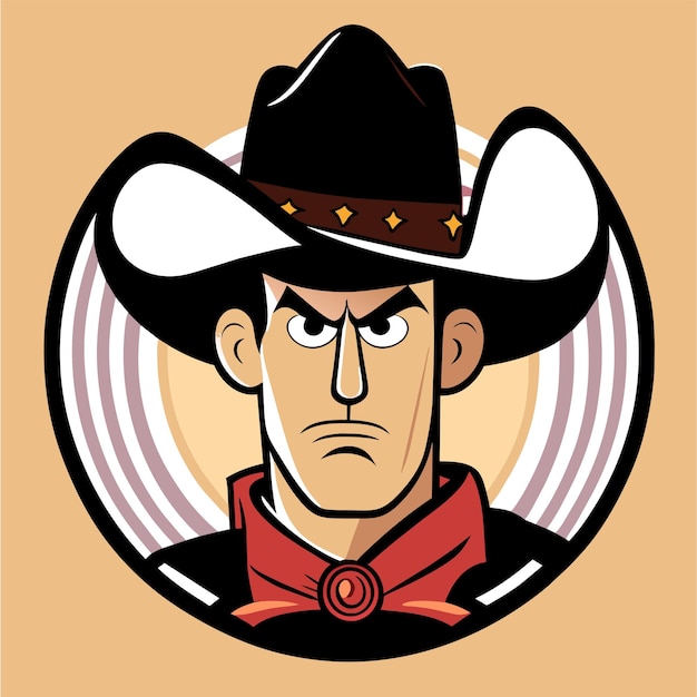 Vector hand drawn cowboy flat stylish cartoon sticker icon concept isolated illustration