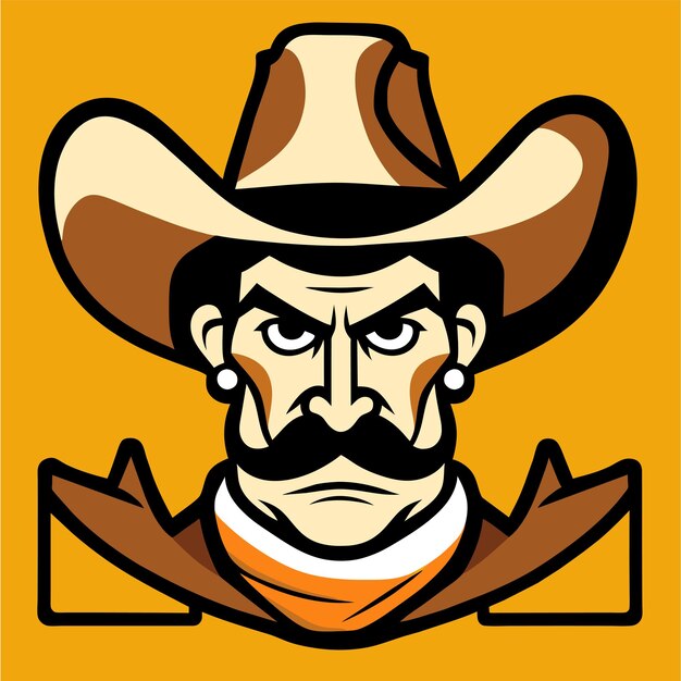 Hand drawn cowboy flat stylish cartoon sticker icon concept isolated illustration
