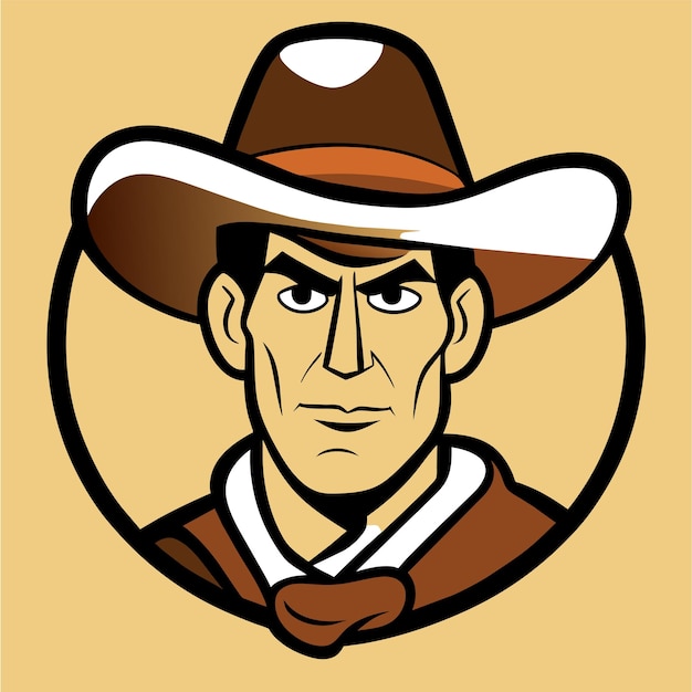 Vector hand drawn cowboy flat stylish cartoon sticker icon concept isolated illustration