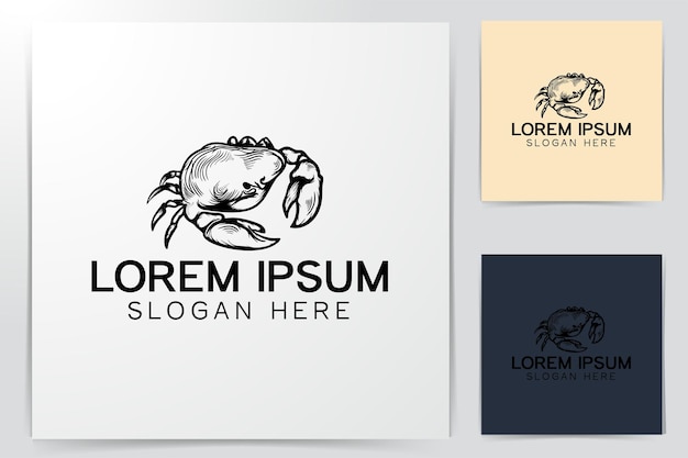 Hand drawn crab logo designs vector illustration