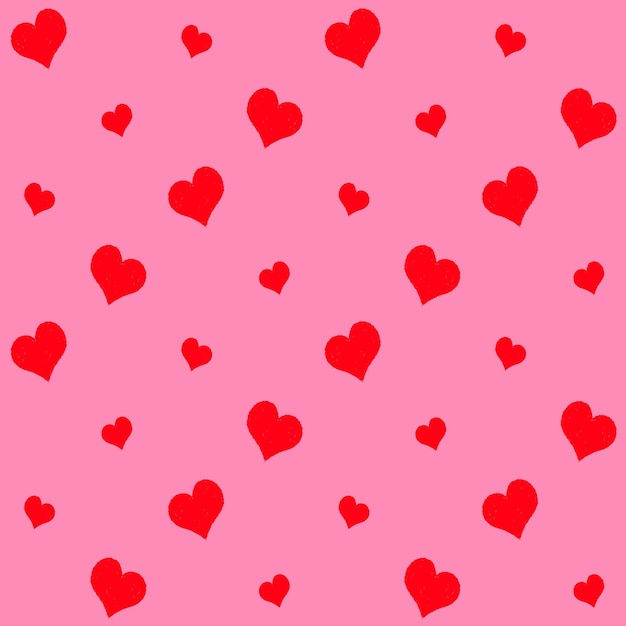 Hand Drawn Crayon Heart Seamless Pattern