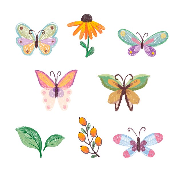 Vector hand drawn crayon illustration