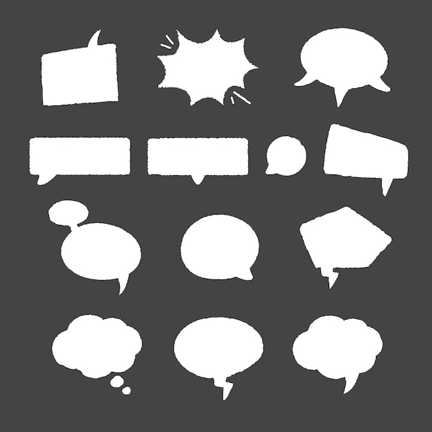 Hand drawn crayon style dialog elements, comic style dialogue bubbles talking to people