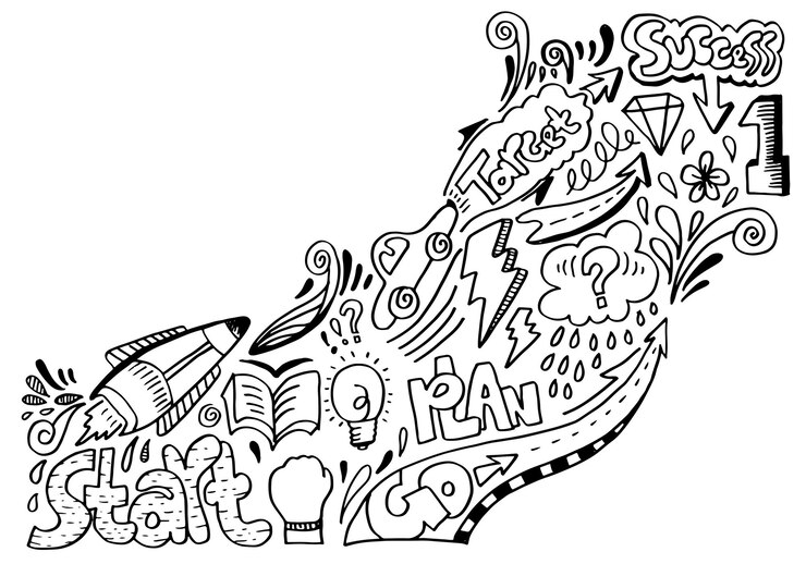 Vector hand drawn creative art doodle design concept.