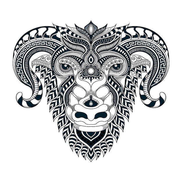 Нарисованная рукой творческая иллюстрация логотипа козы
