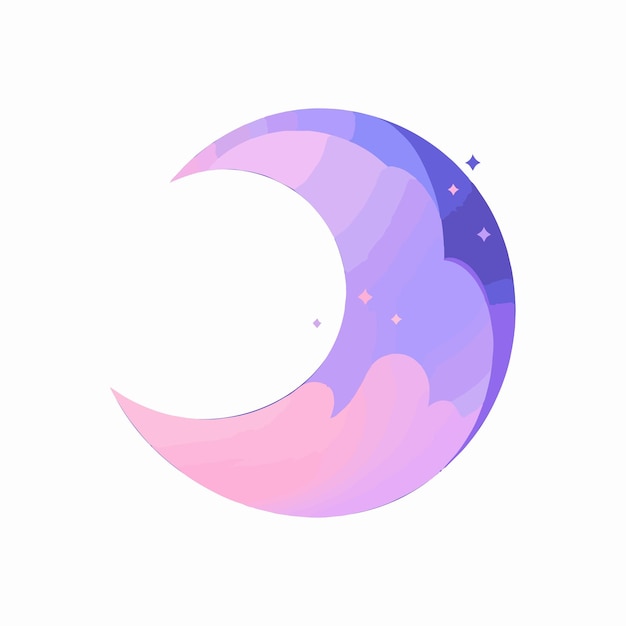 Vector hand drawn crescent moon in flat style