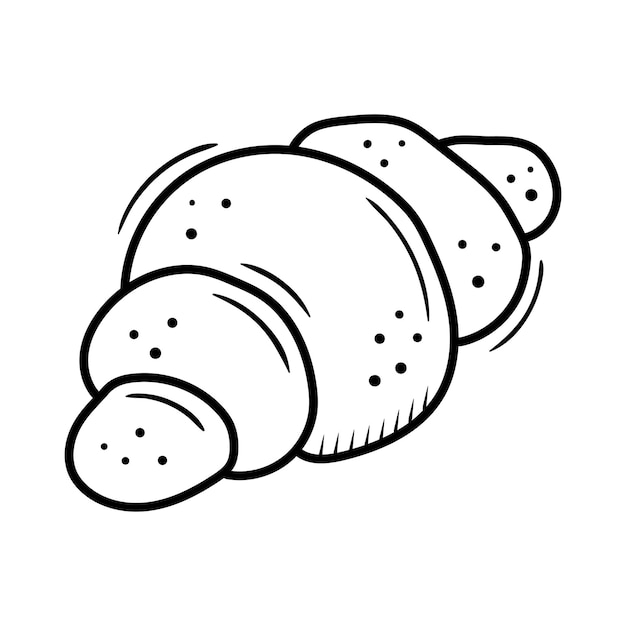 Vettore illustrazione dello schizzo del croissant disegnato a mano disegno del doodle dell'articolo del panino da forno colazione francese tradizionale