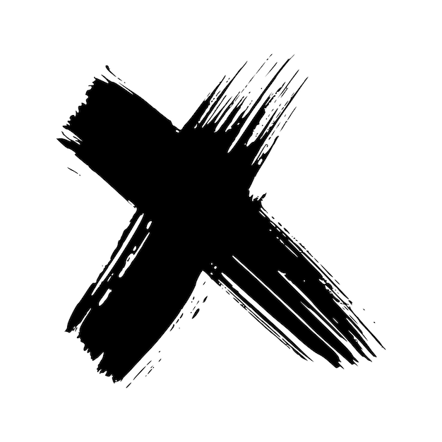 Hand drawn cross symbol Black sketch cross symbol on white background Vector illustration