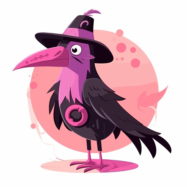 Вектор Иллюстрация черно-розовой мультфильмовой птицы