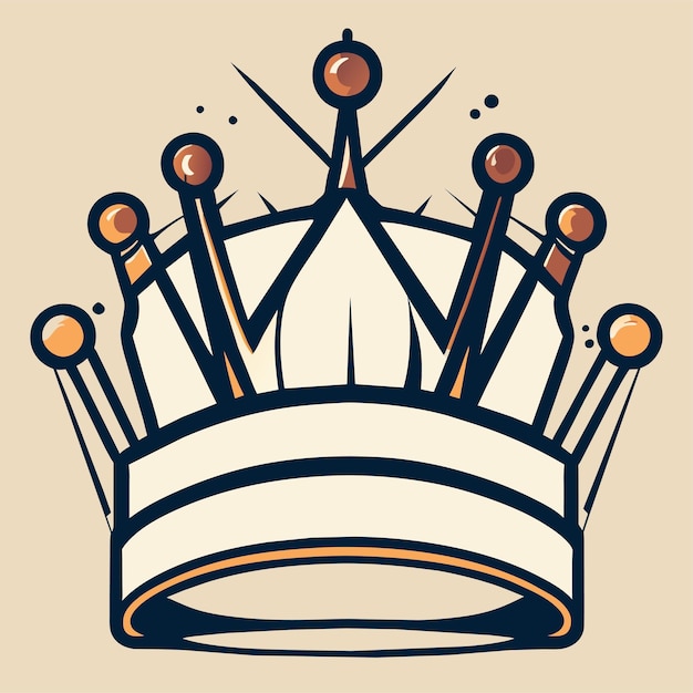 Vettore illustrazione di una corona disegnata a mano o una corona decorativa classica