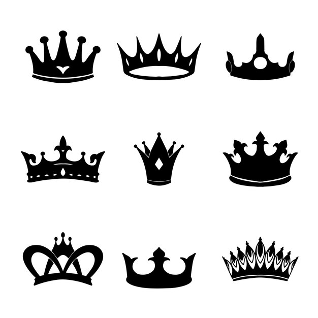 Vector hand drawn crown silhouette
