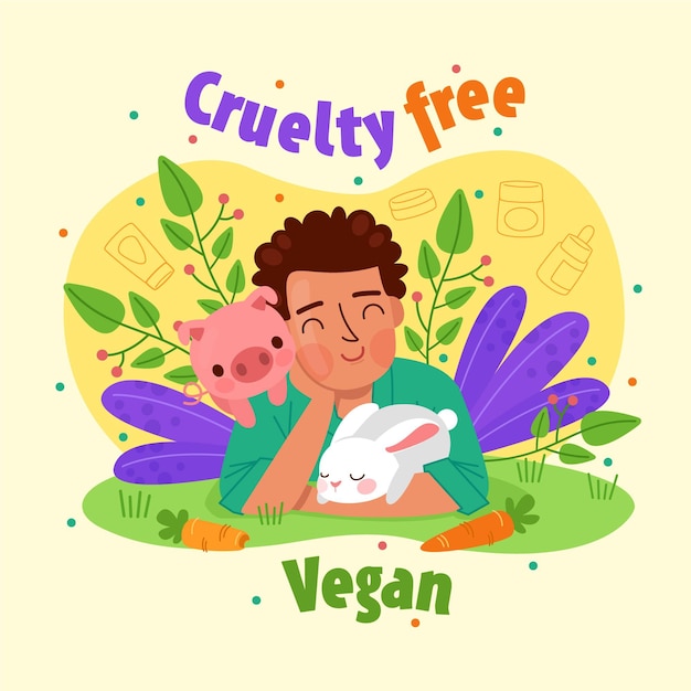 Hand drawn cruelty free and vegan concept