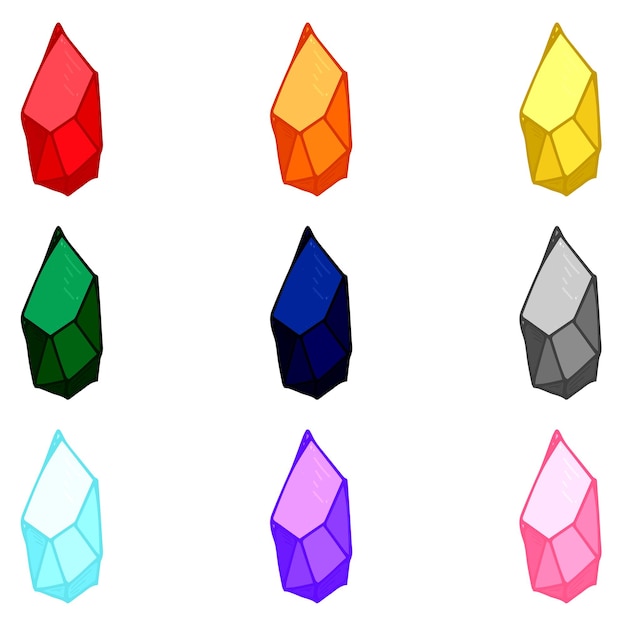 Hand drawn crystals set Geometric gems diamonds vector illustration Shard of glass clipart