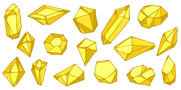 Набор рисованных кристаллов Геометрические драгоценные камни бриллианты векторная иллюстрация Осколок стекла клипарт