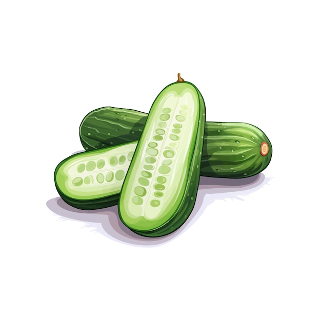 Hand drawn Cucumber isolated white background