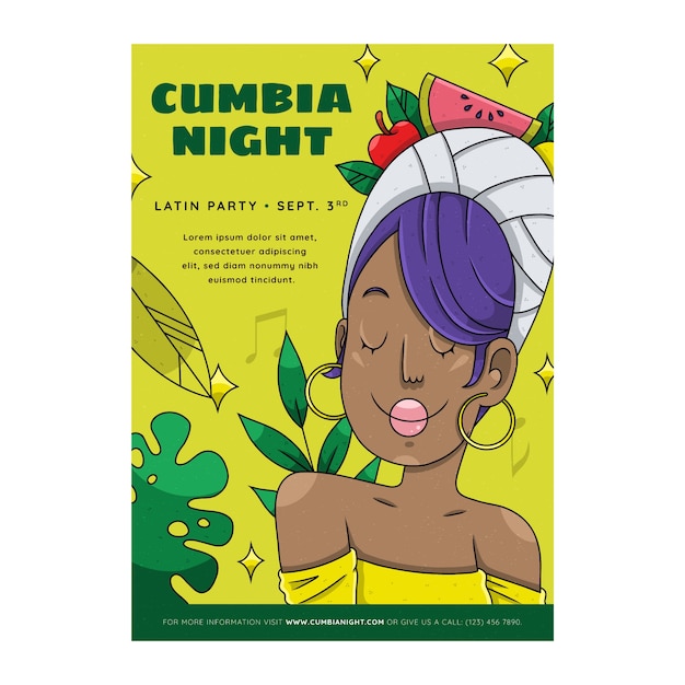 Hand drawn cumbia  party poster design