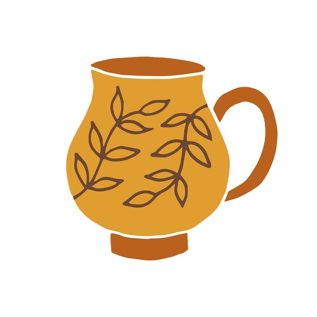 Ручная чашка чашка в стиле мультфильма Векторная иллюстрация изолирована