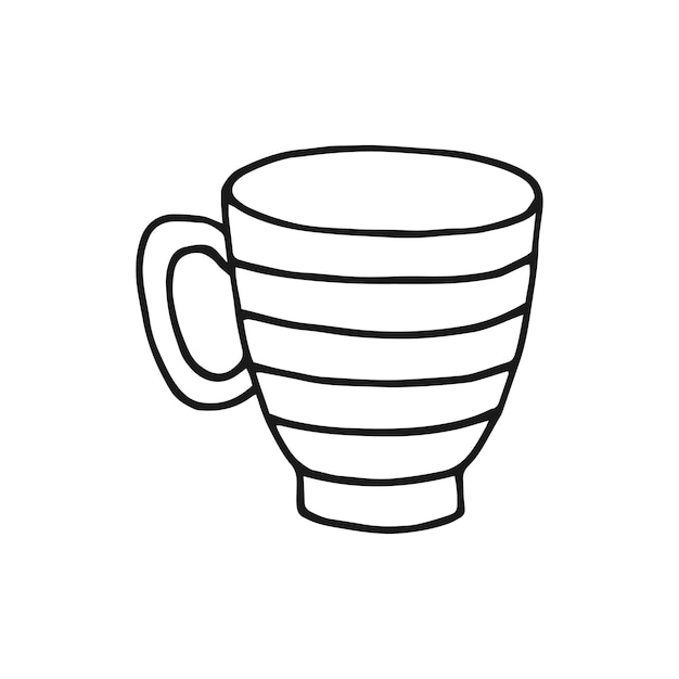 Tazza disegnata a mano tazza in stile doodle illustrazione vettoriale isolata su sfondo bianco