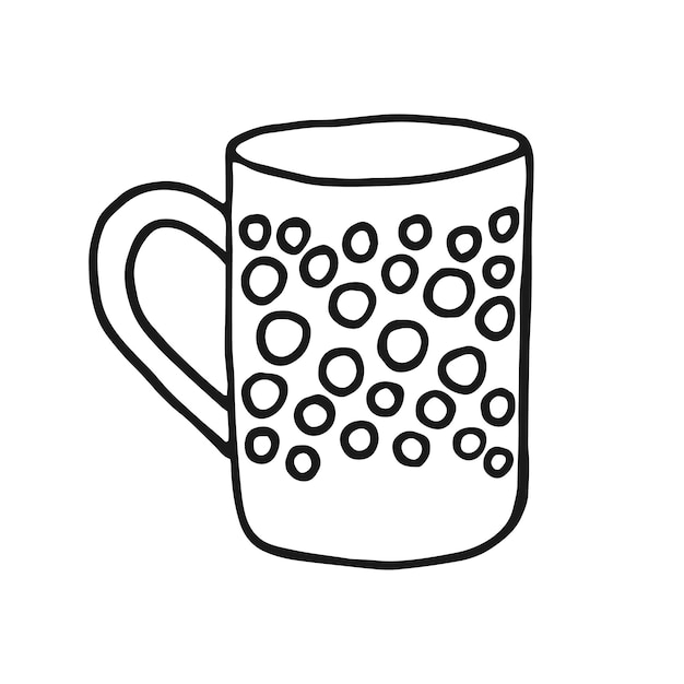 Vettore tazza disegnata a mano tazza in stile doodle illustrazione vettoriale isolata su sfondo bianco