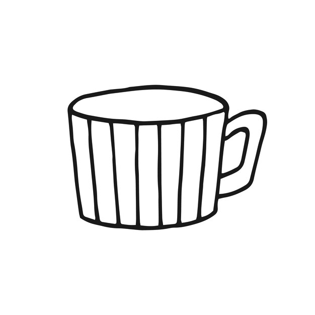 Tazza disegnata a mano tazza in stile doodle illustrazione vettoriale isolata su sfondo bianco