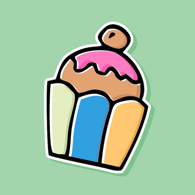 hand drawn cupcake cartoon design