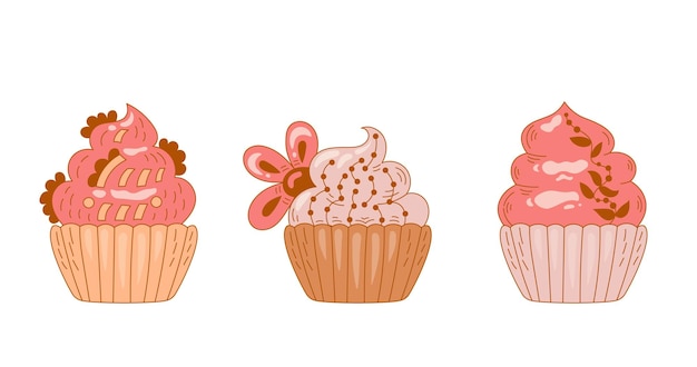 Hand drawn cupcakes collection