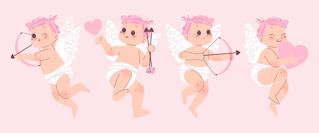 Hand drawn cupid character collection