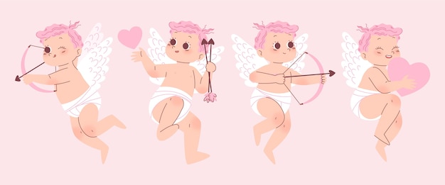 Collezione di personaggi cupido disegnati a mano