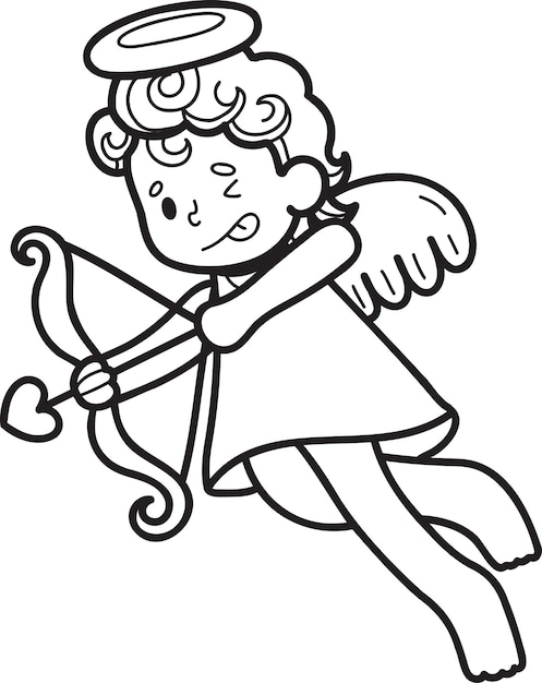 Hand drawn cupid is shooting an arrow illustration