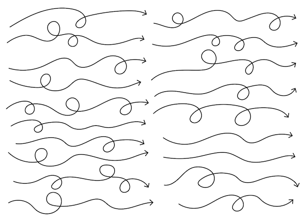 Hand drawn curved arrow shape Arrow line Arrow icon set