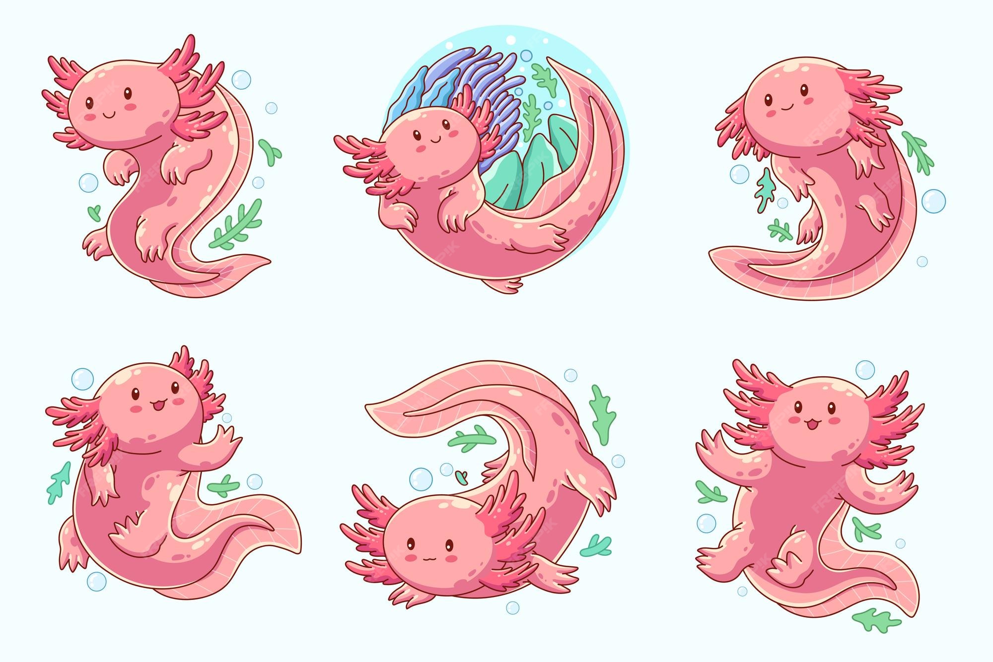 Premium Vector Hand drawn cute axolotl vector illustration design