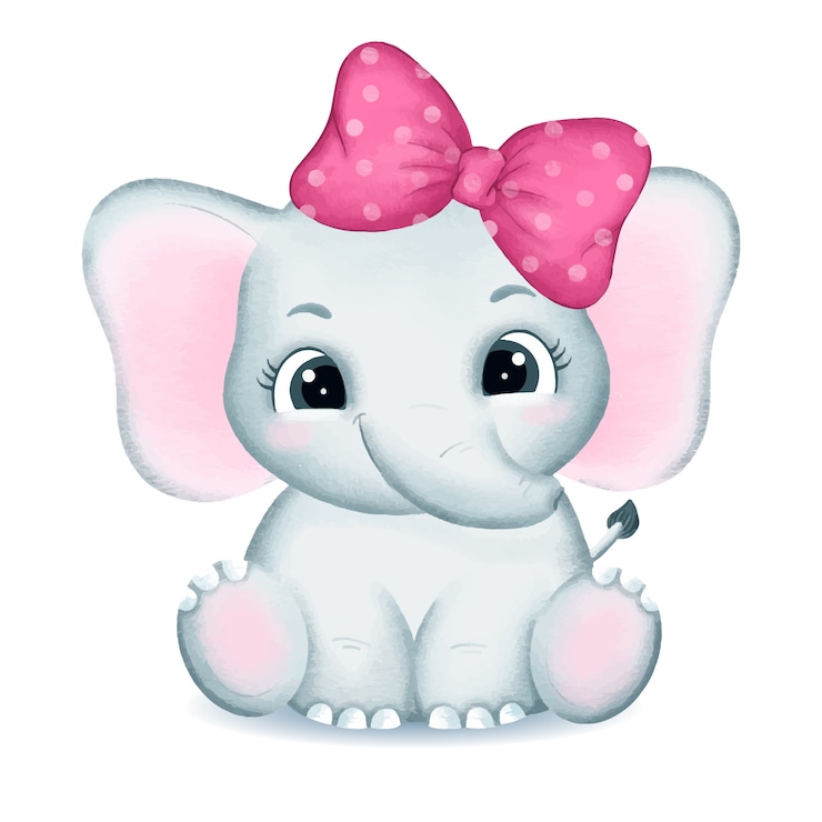 Vector hand drawn cute baby elephant illustration