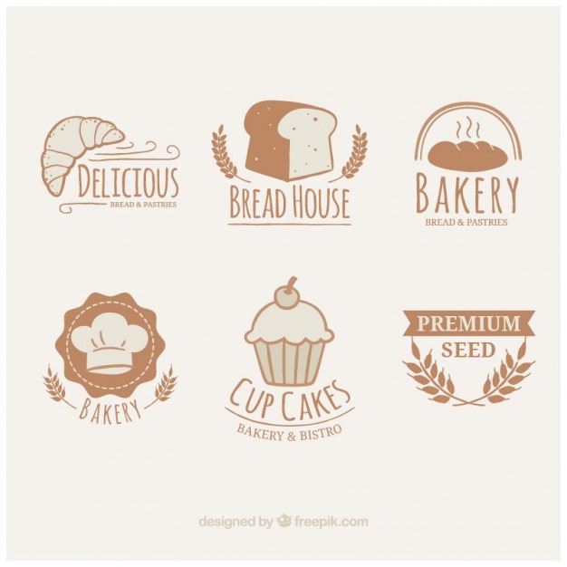 Hand drawn cute bakery logotypes