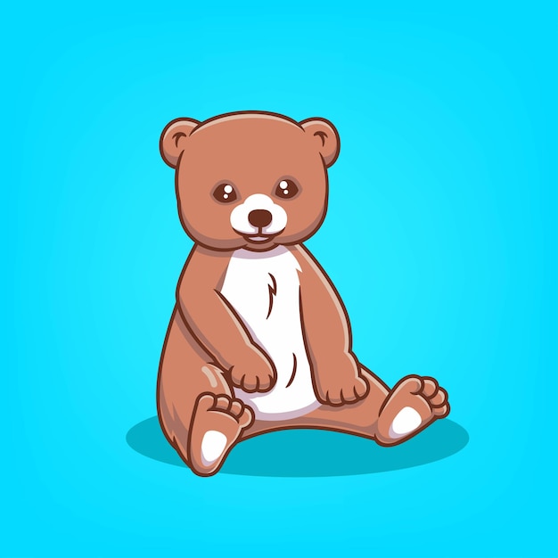 Hand drawn cute bear icon cartoon vector illustration