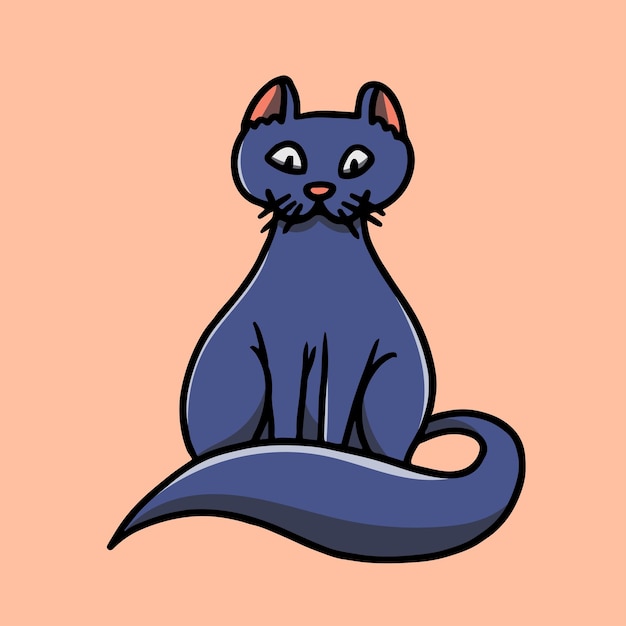 ベクトル 手描きのかわいい黒猫のイラスト