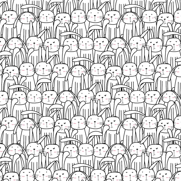 Hand Drawn Cute Bunny Background