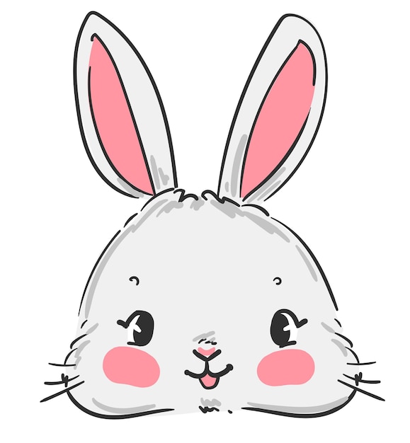 Ручной рисунок милый зайчик векторный рисунок печати дизайн кролика дети печатают на футболке