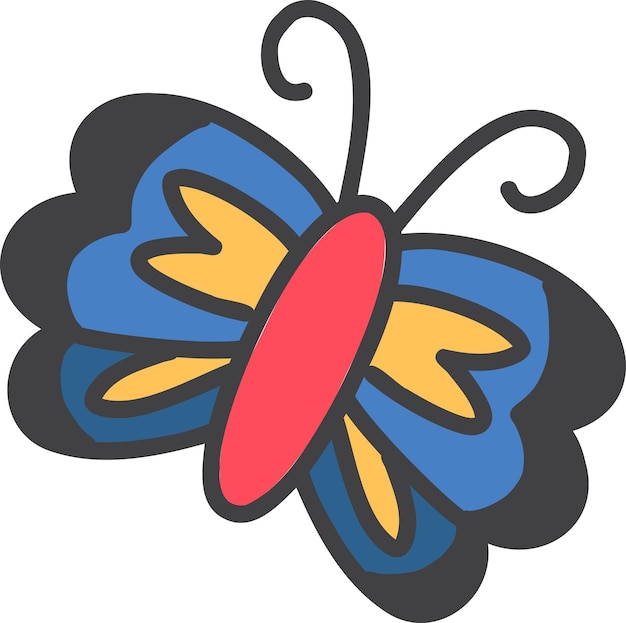 Vector hand drawn cute butterfly illustration