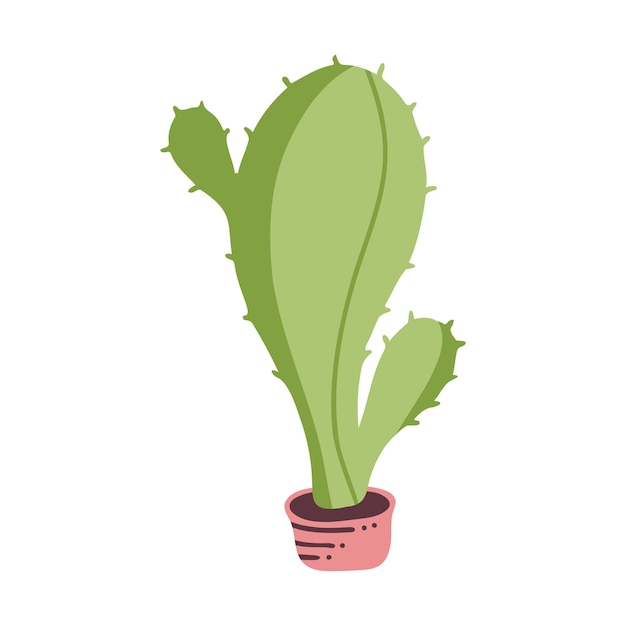 Hand drawn cute cactus in a pot succulent flower